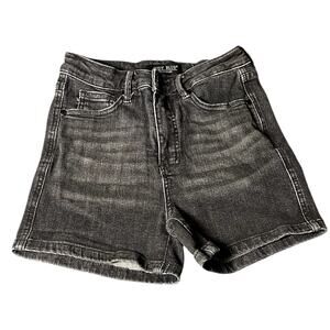 Judy Blue Acid‎ Black Tummy Control Top High Waist Denim Shorts Sz Small Stretch